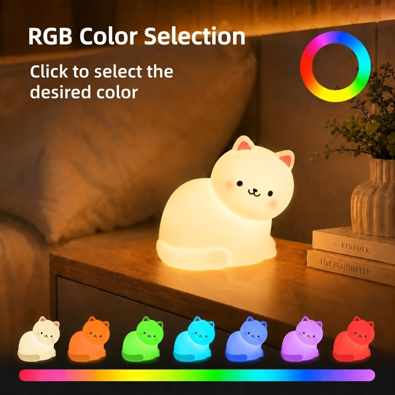 childrens cat night light 7 rgb color cycling   tap