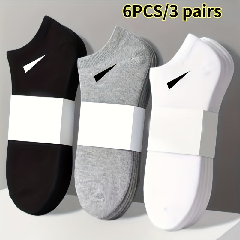 6pcs 3pairs mens heavy duty polyester fiber boat socks