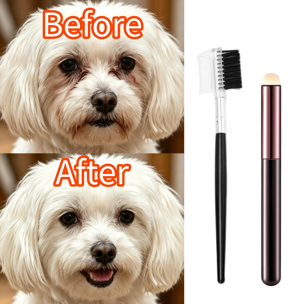 pet   deep care kit   tear stain brush double