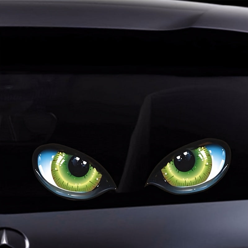 a pair vibrant vehicle stickers a bright 3d green cat eye