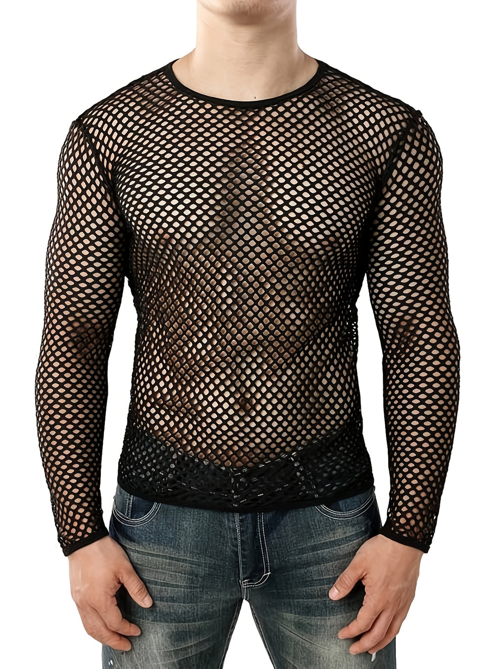 mens long sleeve sheer t shirt fitness breathable