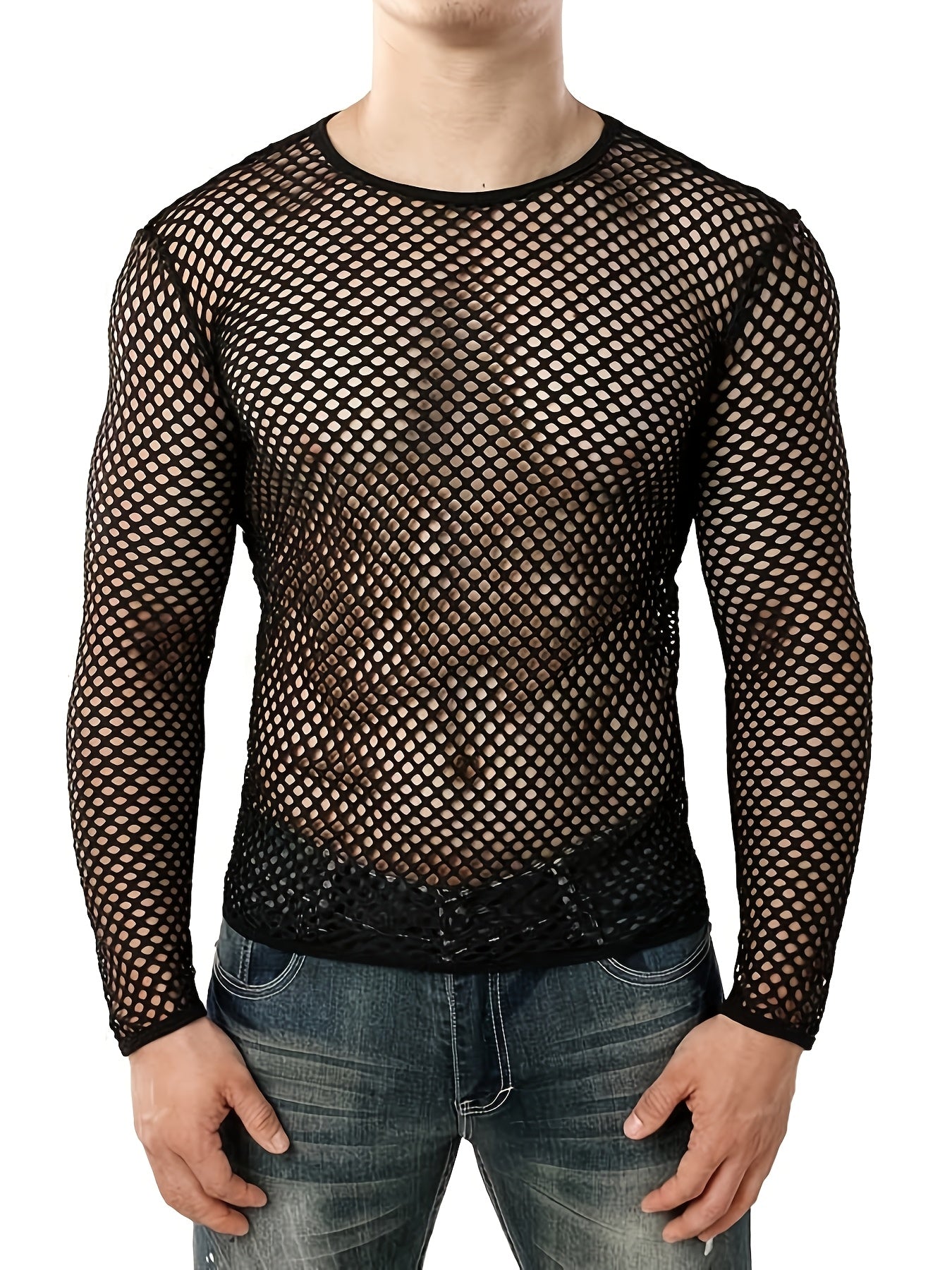 mens long sleeve sheer t shirt fitness breathable