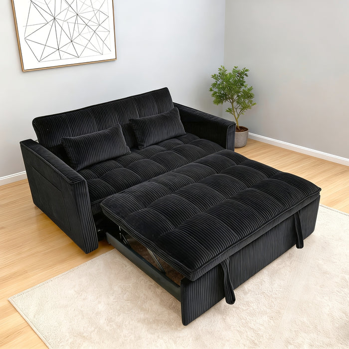 3 in 1 convertible sofa bed 54 inch striped velvet pull sofa