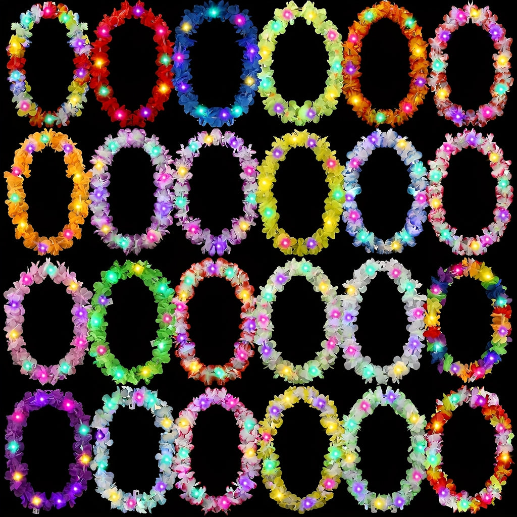 mikrones 26pcs illuminated hawaiian garland led lighting