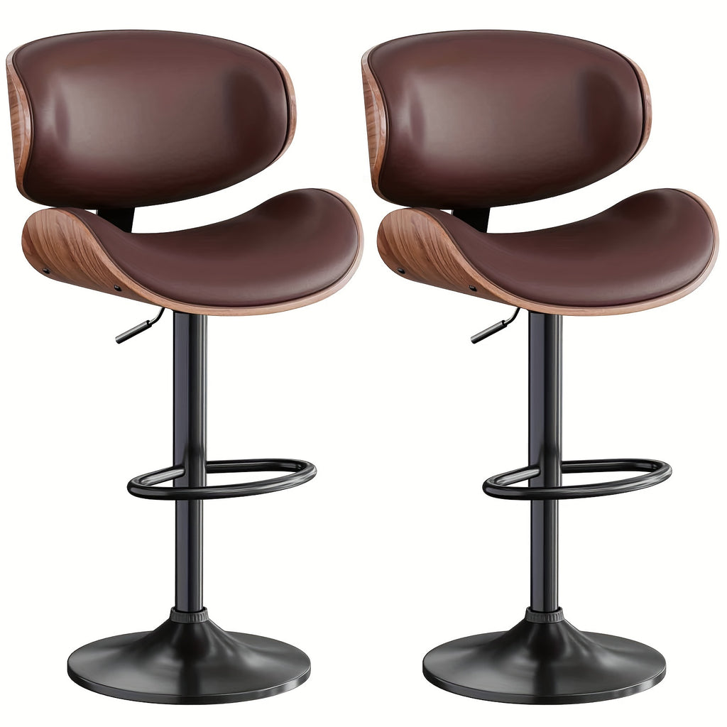 1 2pcs bar stools adjustable swivel faux leather bar stool
