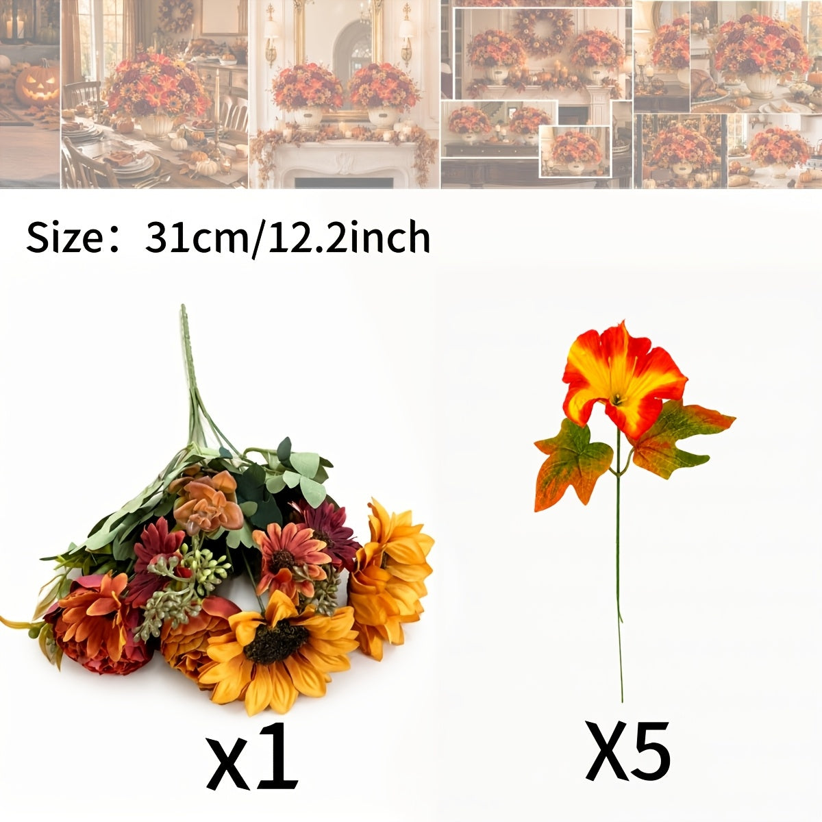 6 bunches outdoor artificial autumn flowers holiday