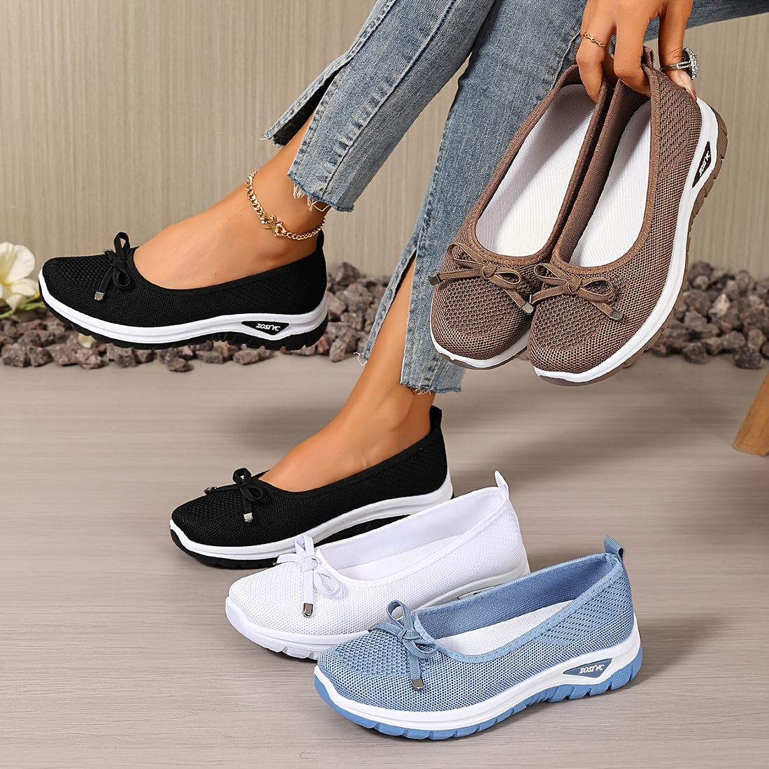 womens casual sneakers solid color breathable lightweight