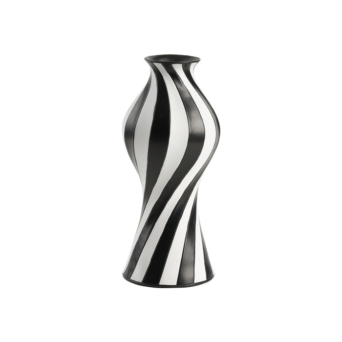 modern   abstract twisted resin vase black white