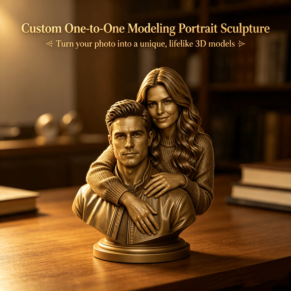 custom couple figurine 3d resin portrait statue name date