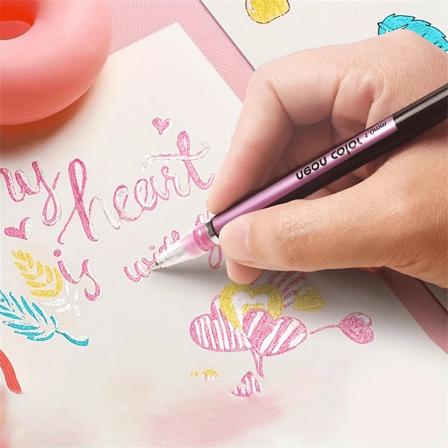 6 pack glitter gel pens fine tip watercolor brush pens