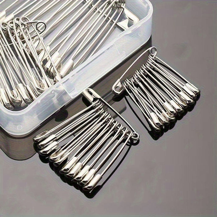 a pack 50 assorted sizes safety pins galvanized metal
