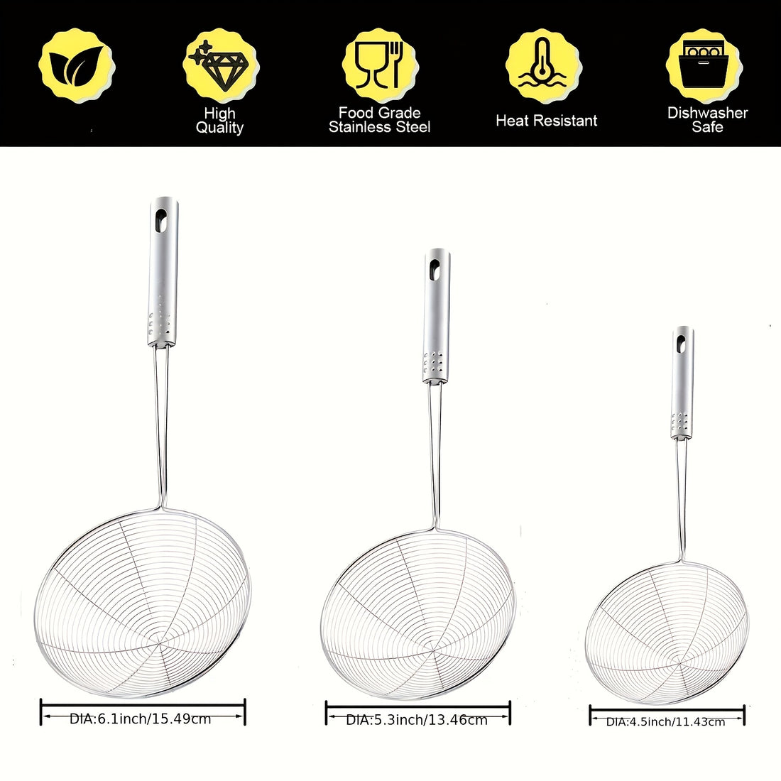 1 stainless steel   web design strainer spoon