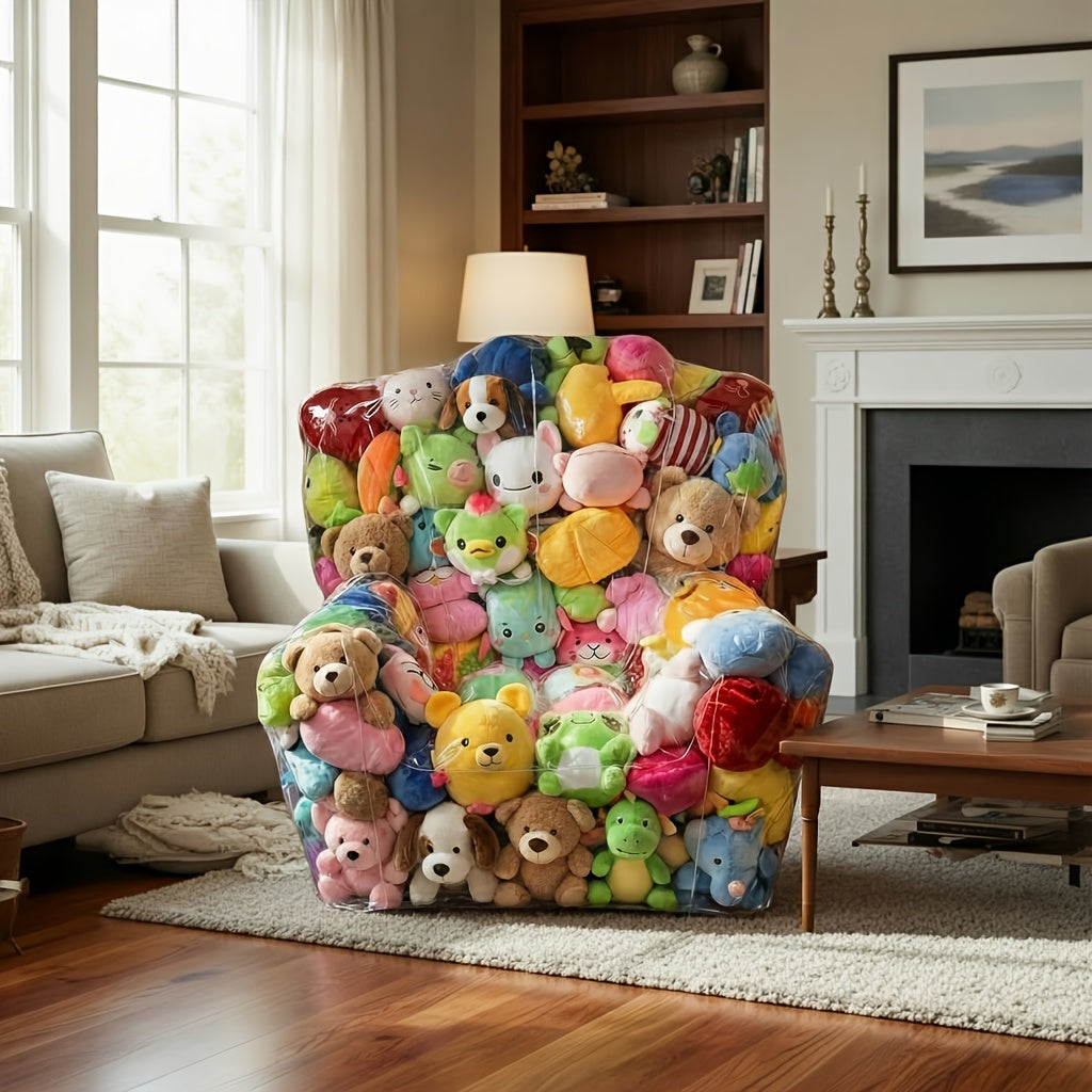 1pc large capacity transparent bean bag plush animal storage