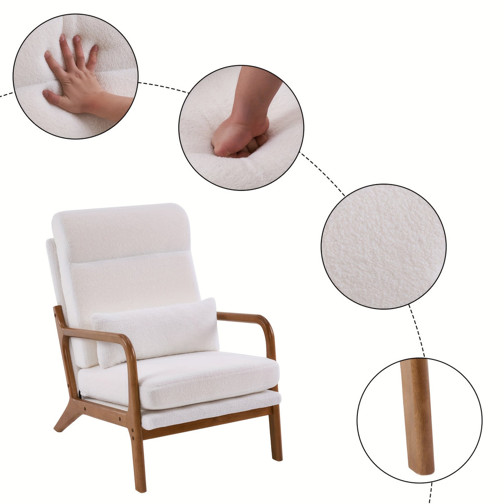 high back   century modern accent chair soild wood padding