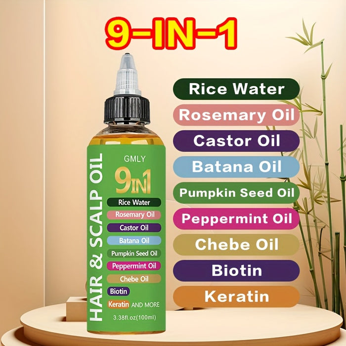 9 in 1 hair oil rice water rosemary oil castor oil batana