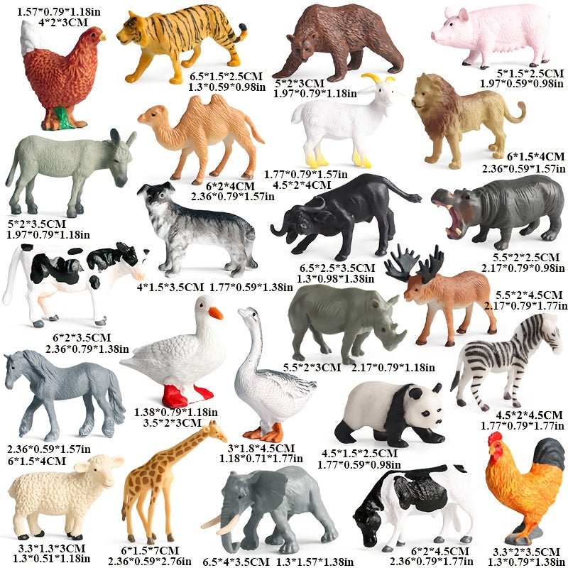 24pcs realistic animal figures set 12 wild animals 12 farm