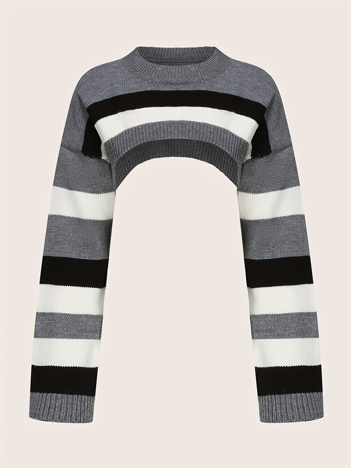 y2k oversized striped sweater relaxed fit short cropped