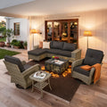 5 8pcs handcrafted outdoor patio rattan sofa set grey metal