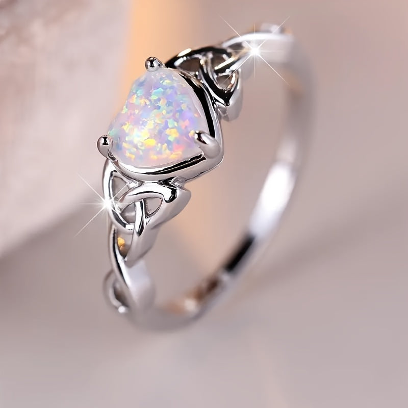 coquettish style promise ring simulated acrylic heart celtic