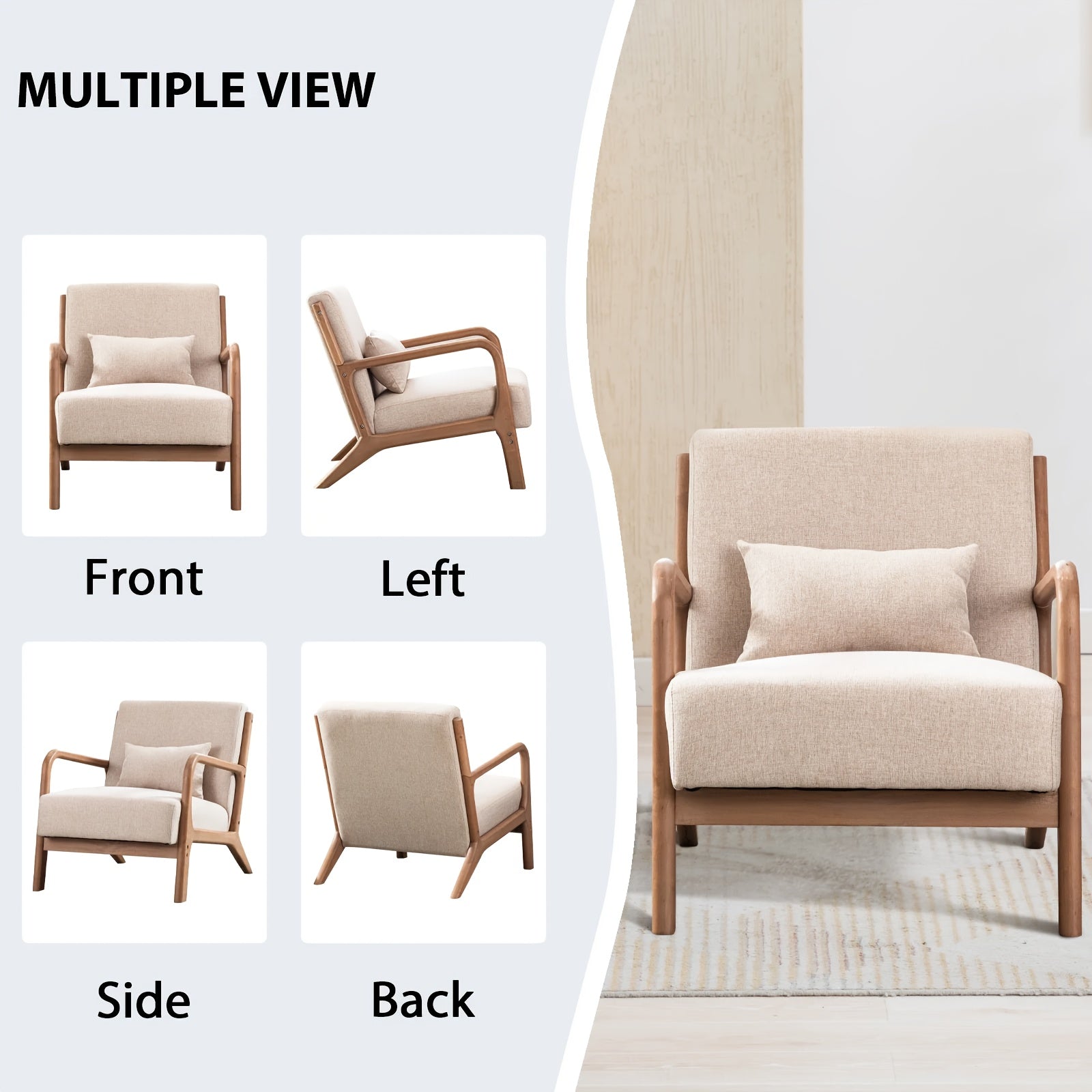 century modern accent chair linen fabric upholstered