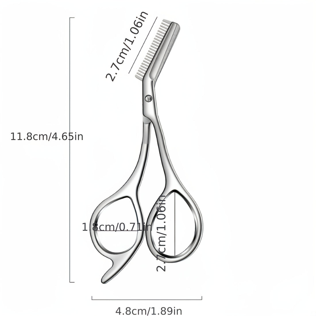 stainless steel eyebrow scissors built in brow comb 1pc