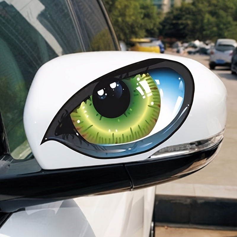 a pair vibrant vehicle stickers a bright 3d green cat eye