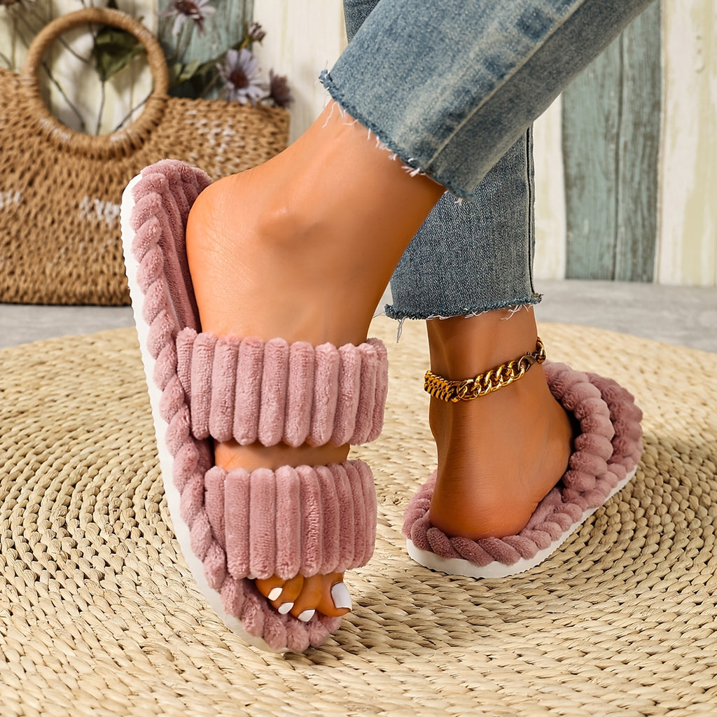 winter 2026 womens plush slippers corduroy home