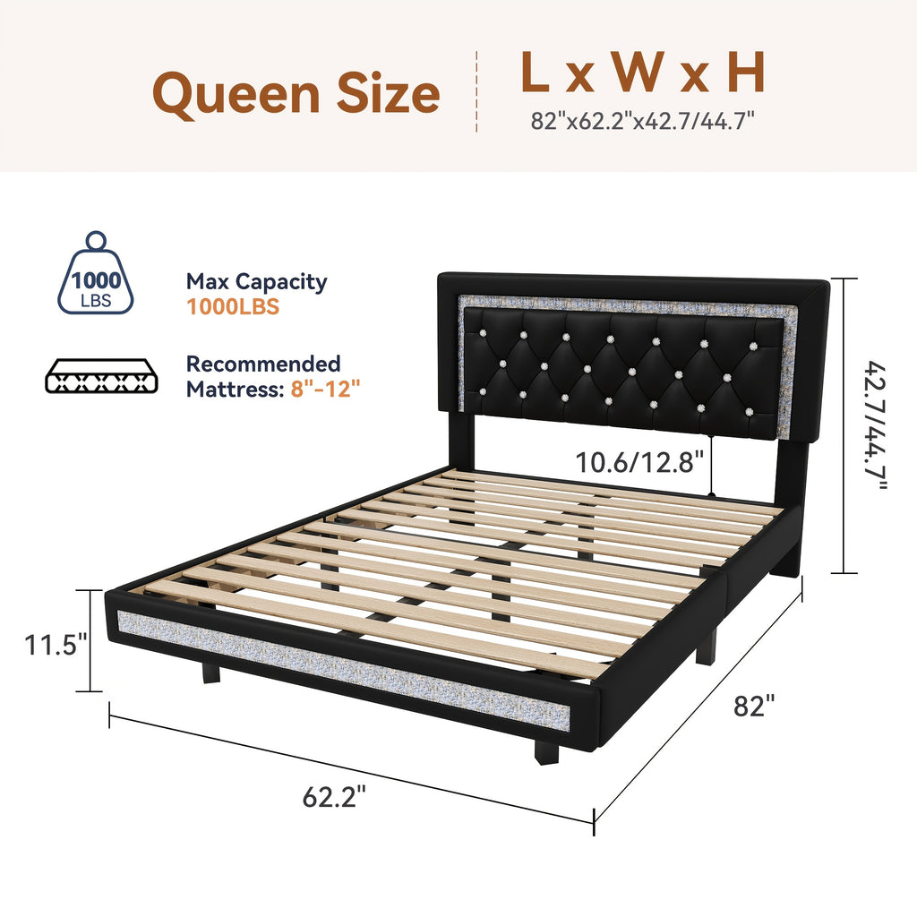 mraeer diamond quilted velvet silent full queen bed frame