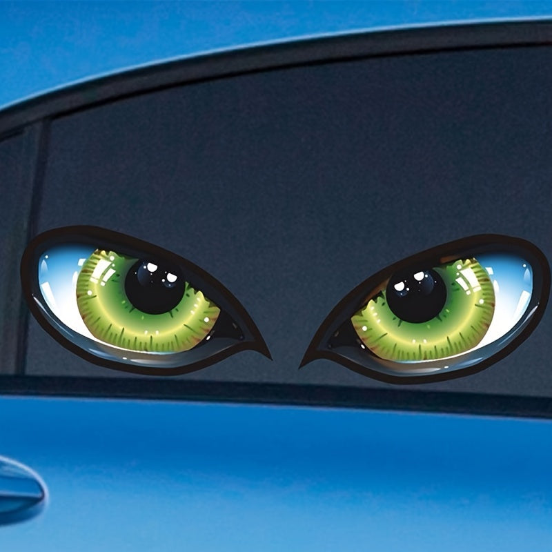 a pair vibrant vehicle stickers a bright 3d green cat eye