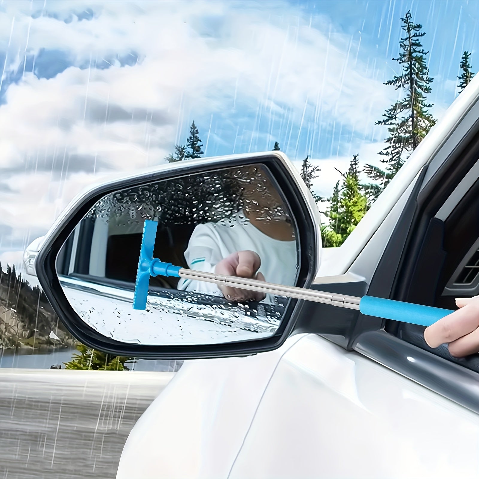 1pc handheld telescopic car brush portable rearview mirror