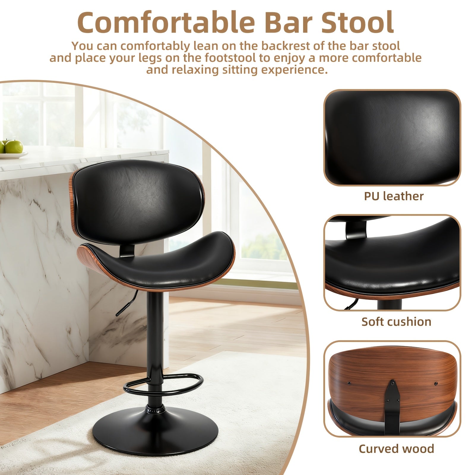set 2 4 6 swivel bar stools footrest features