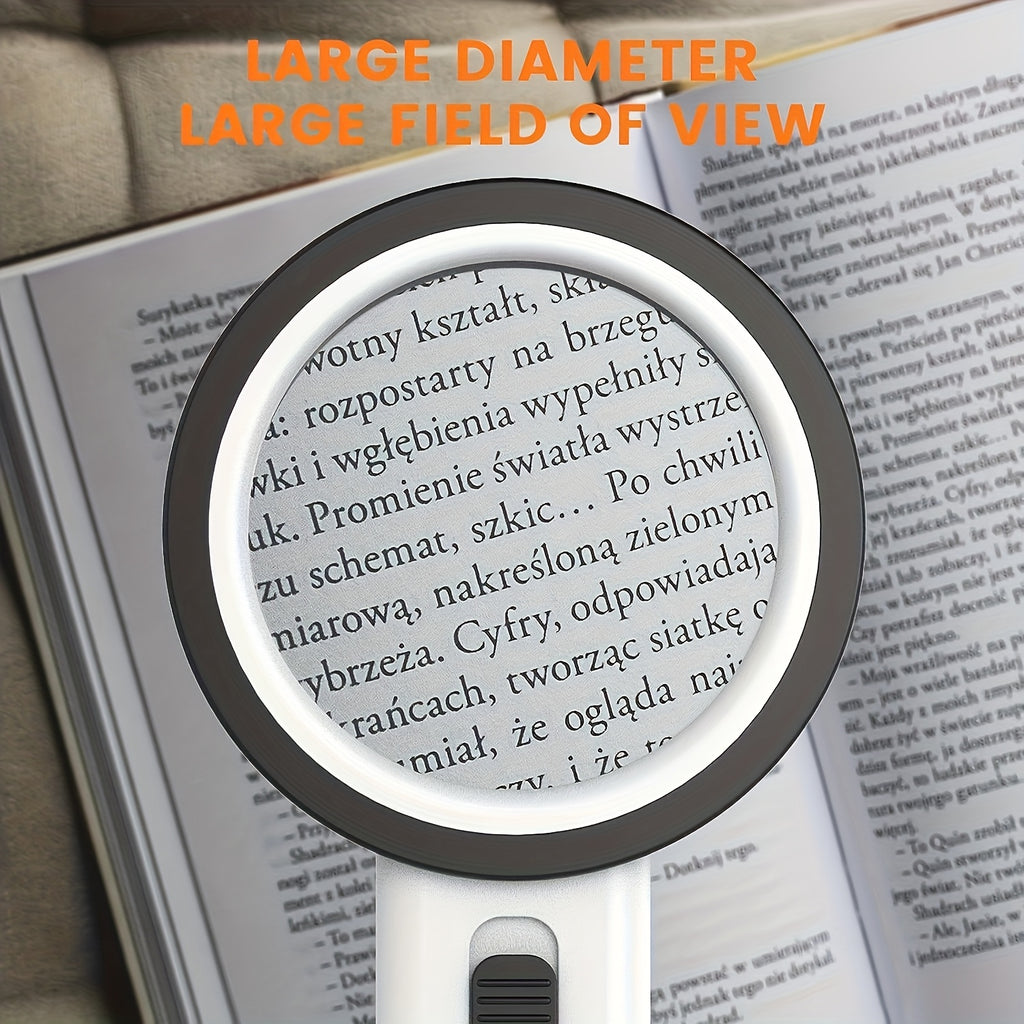 30  power handheld magnifying glass led light battery