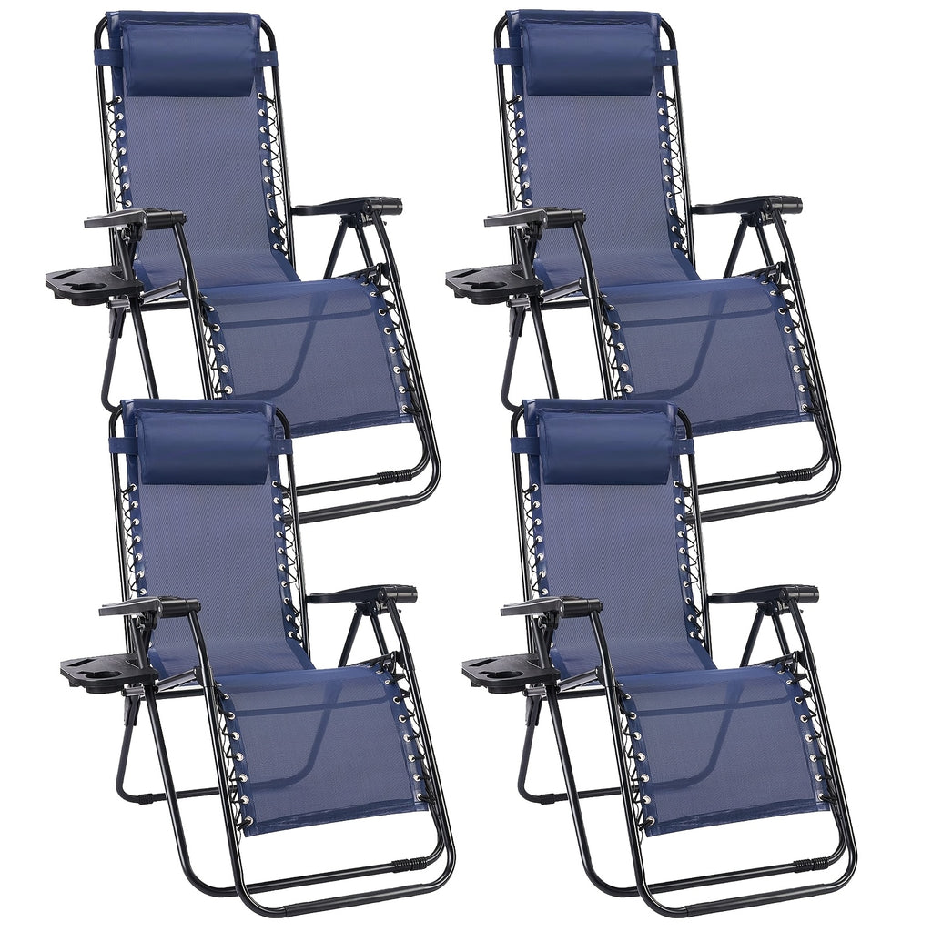 4pcs zero gravity lounge chairs foldable reclining outdoor