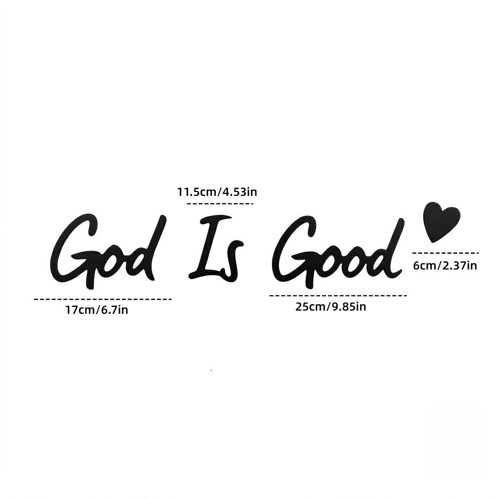 4  god good wall art set script word sign heart