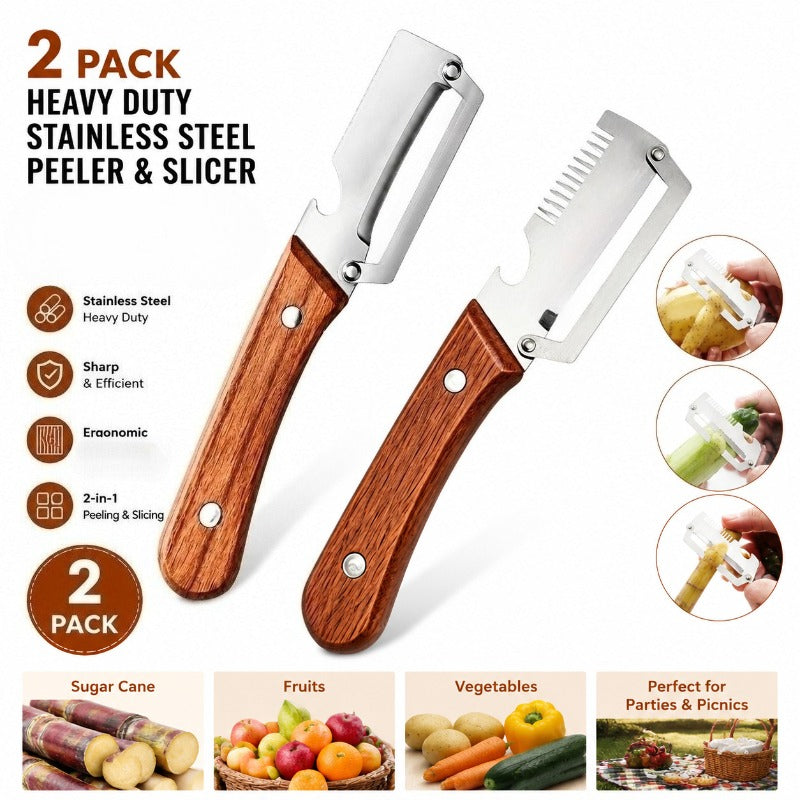 two piece heavy duty stainless steel peeler slicer set