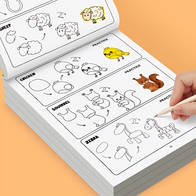 1 book 32 pages draw animals childrens book