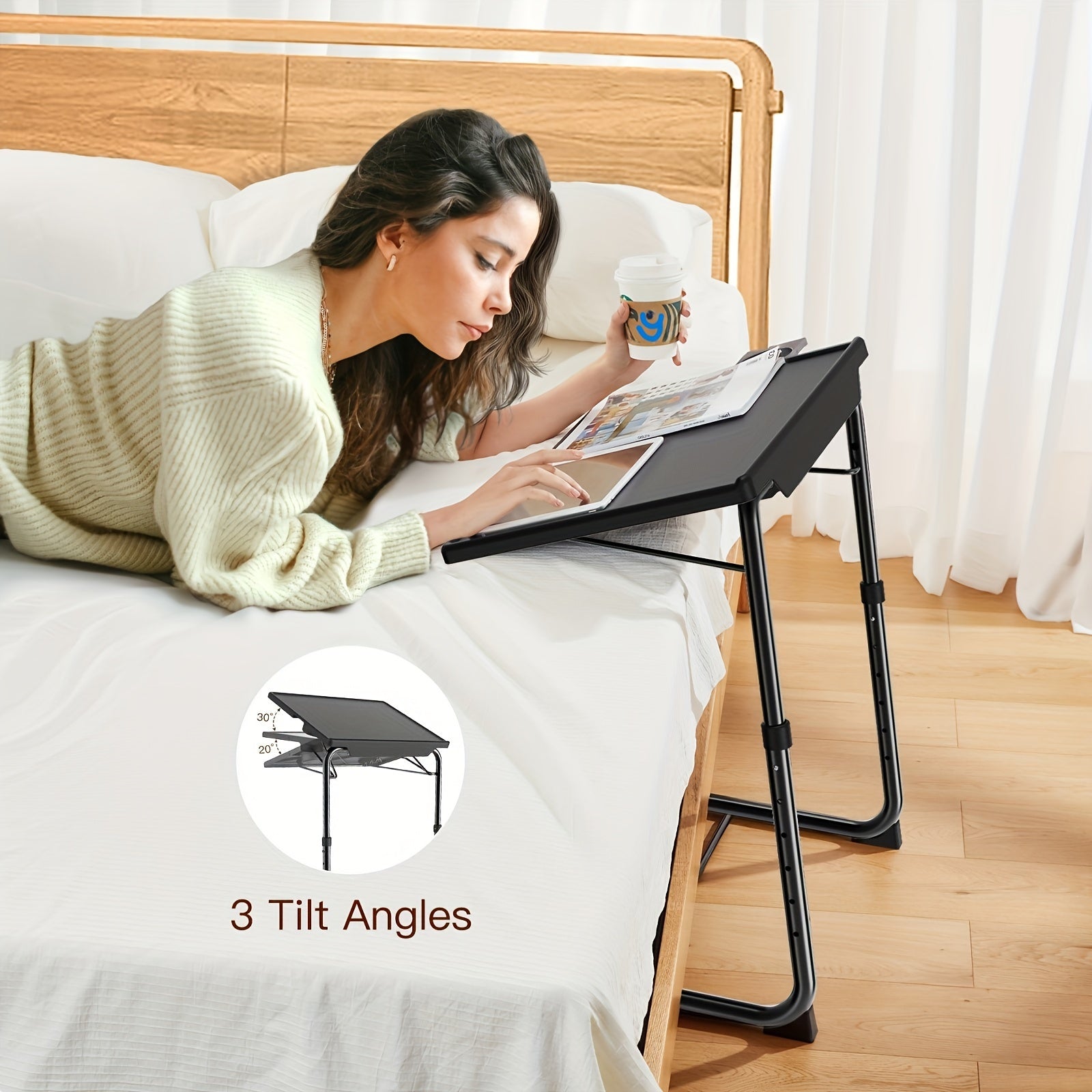 2pcs adjustable tv tray table bed sofa dining table eating