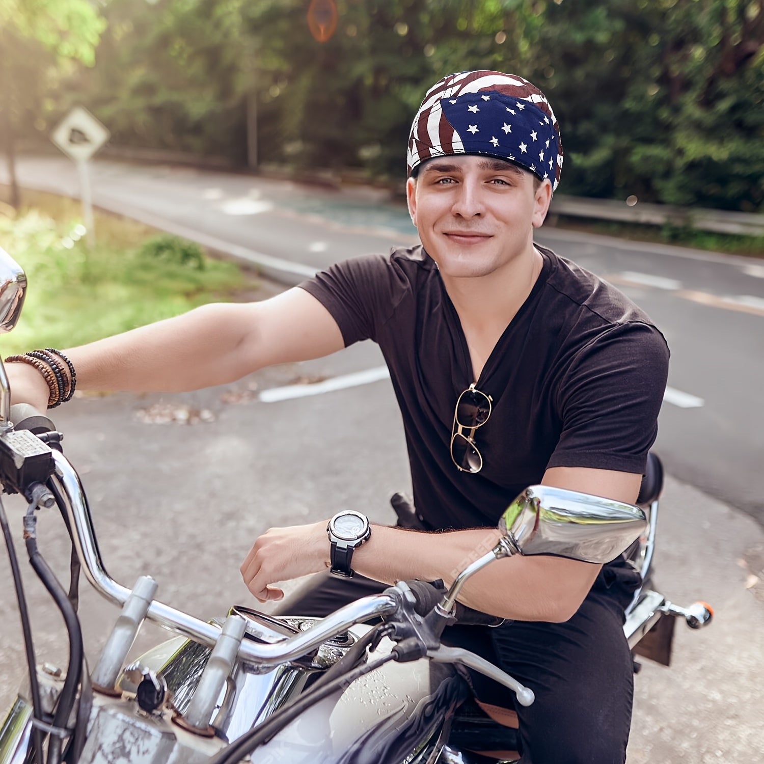 3pcs mens bandana skull cap breathable moisture wicking