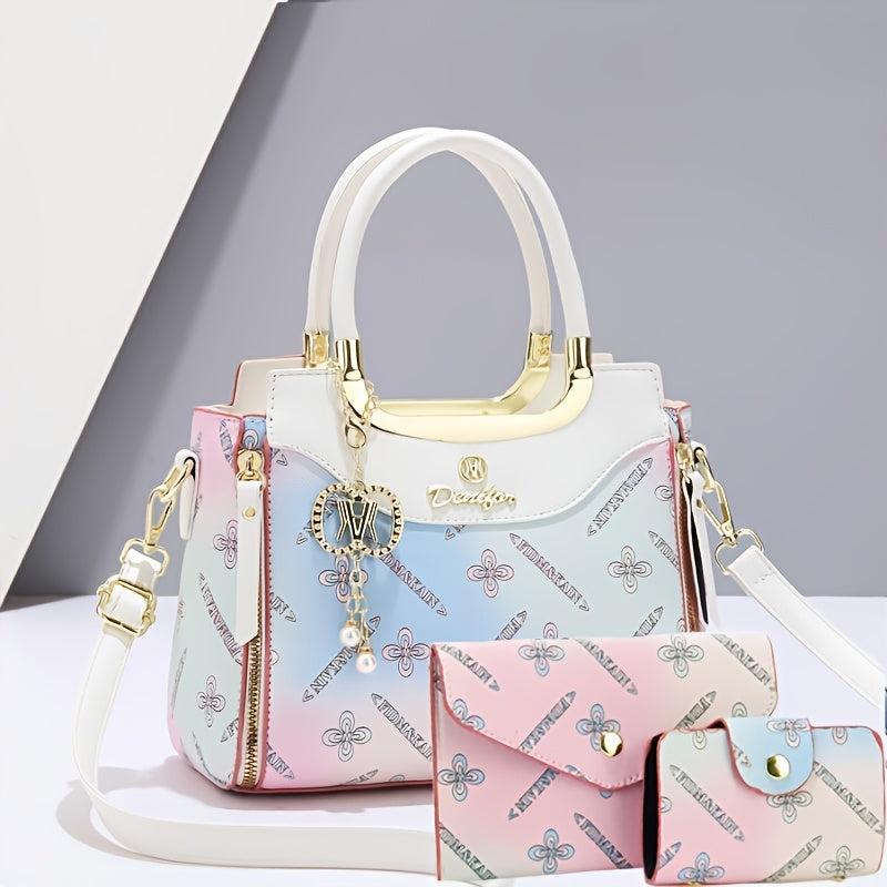 womens 3pcs handbag set fashion   bag geometric