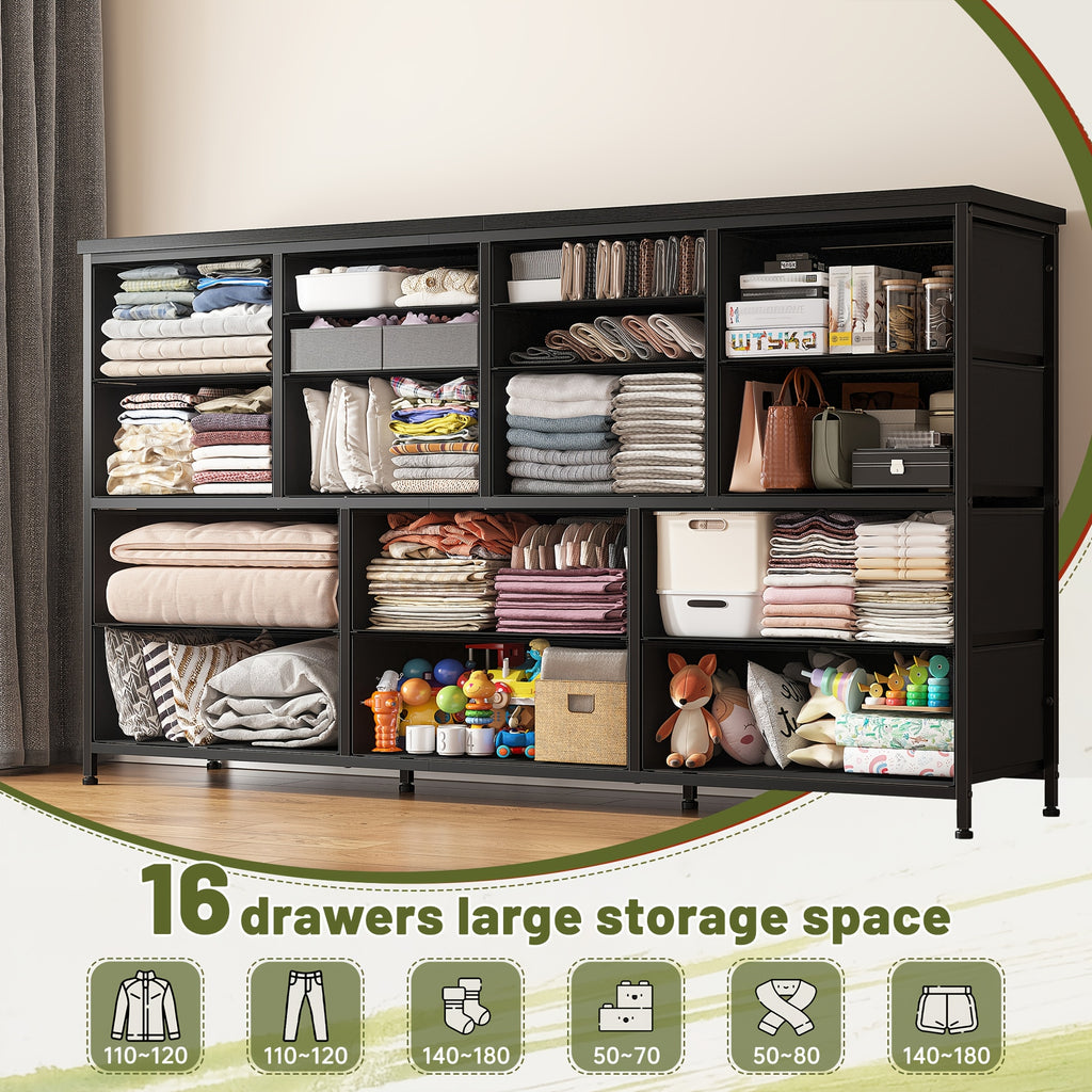fabric drawer storage cabinet 16 drawers long black wood