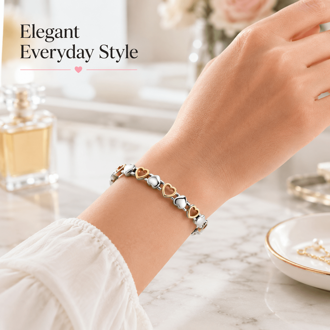 pure copper bracelet women two tone silver golden