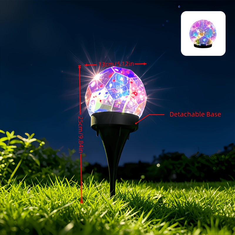 2pcs solar color changing crystal ball ground plug light