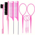 8pcs hair brush set 4pcs topsy hair tail tools 1pc bristle