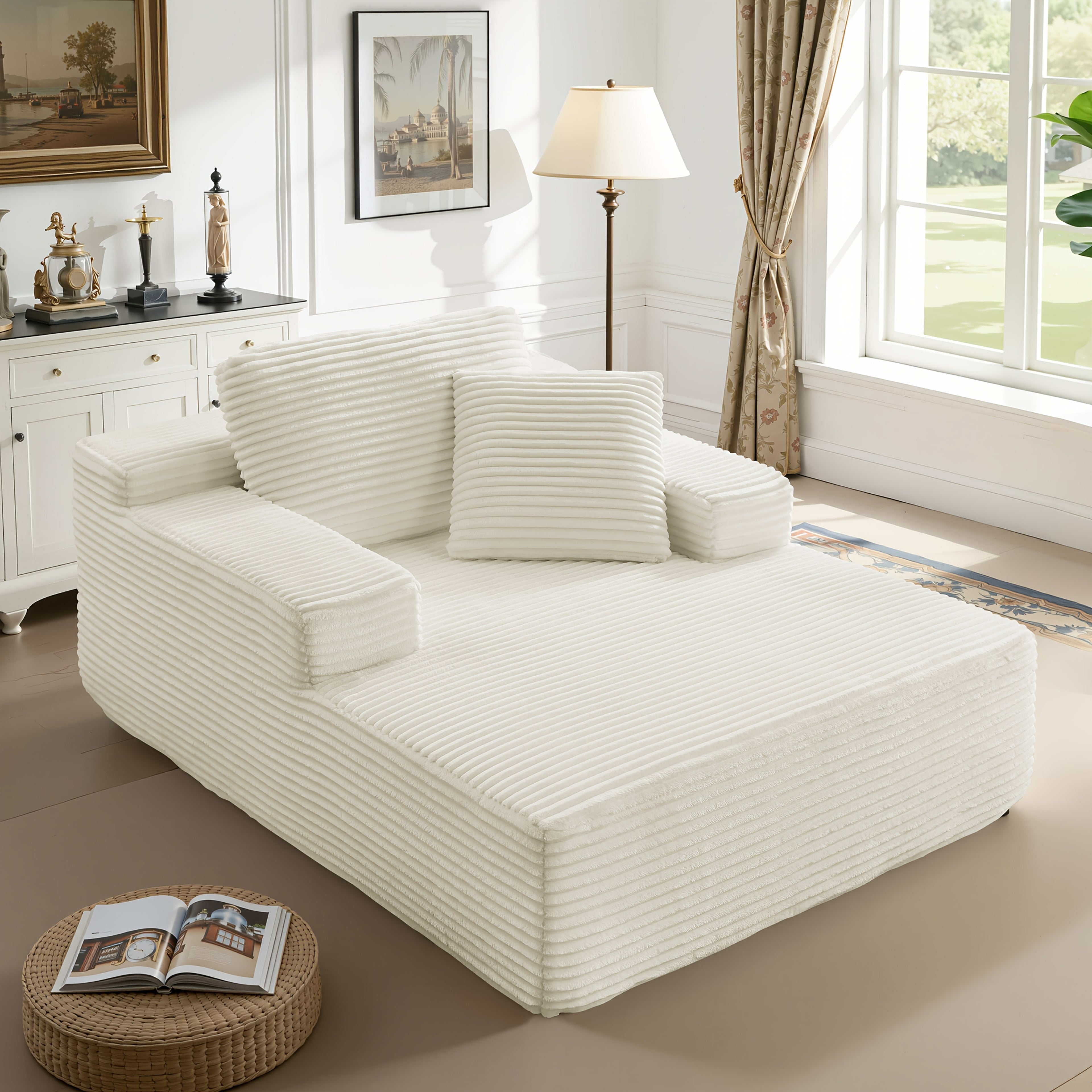 51 inch oversized boneless lounge chaise recliner corduroy