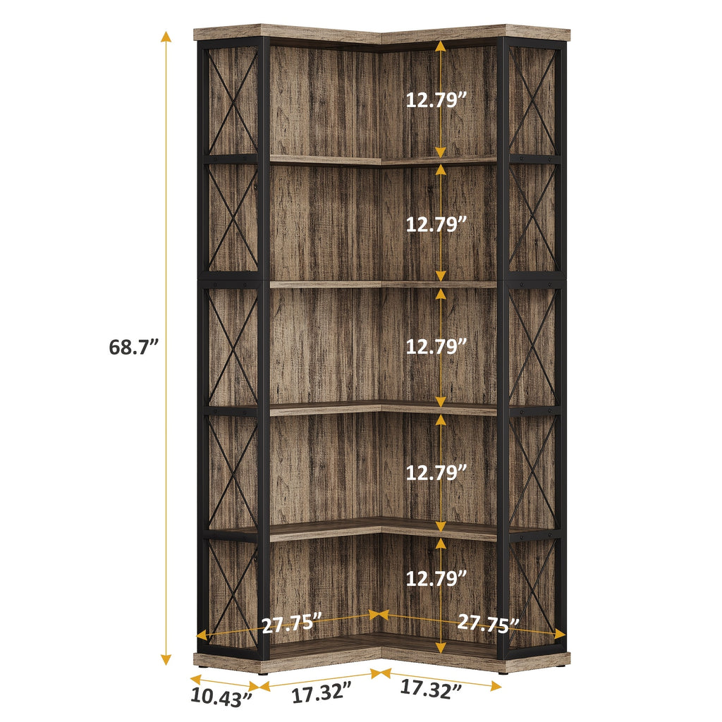 5 tier l shaped corner bookshelf   bookcase light