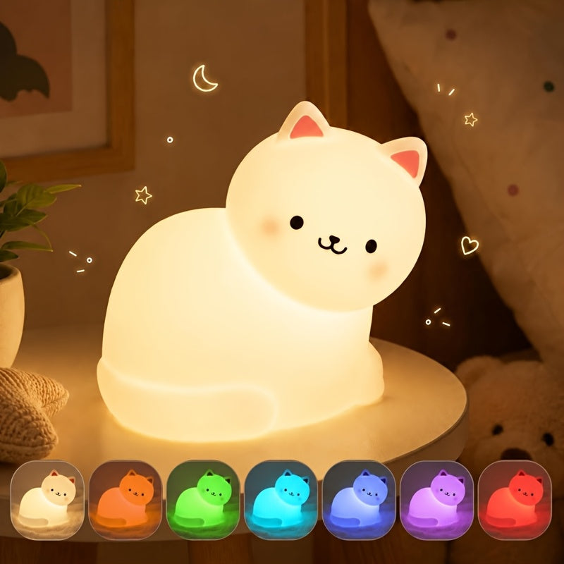 childrens cat night light 7 rgb color cycling   tap