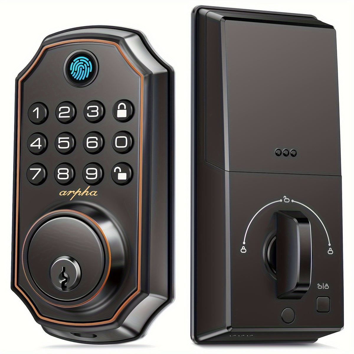 keyless smart door lock fingerprint handle   door