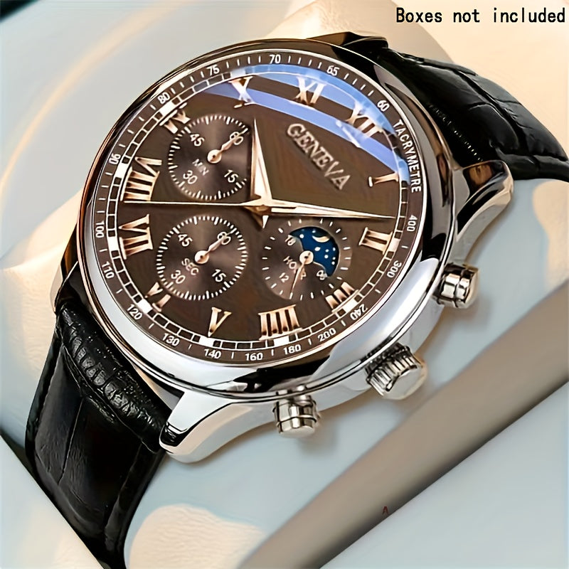mens luxurious business faux leather round hand pointer