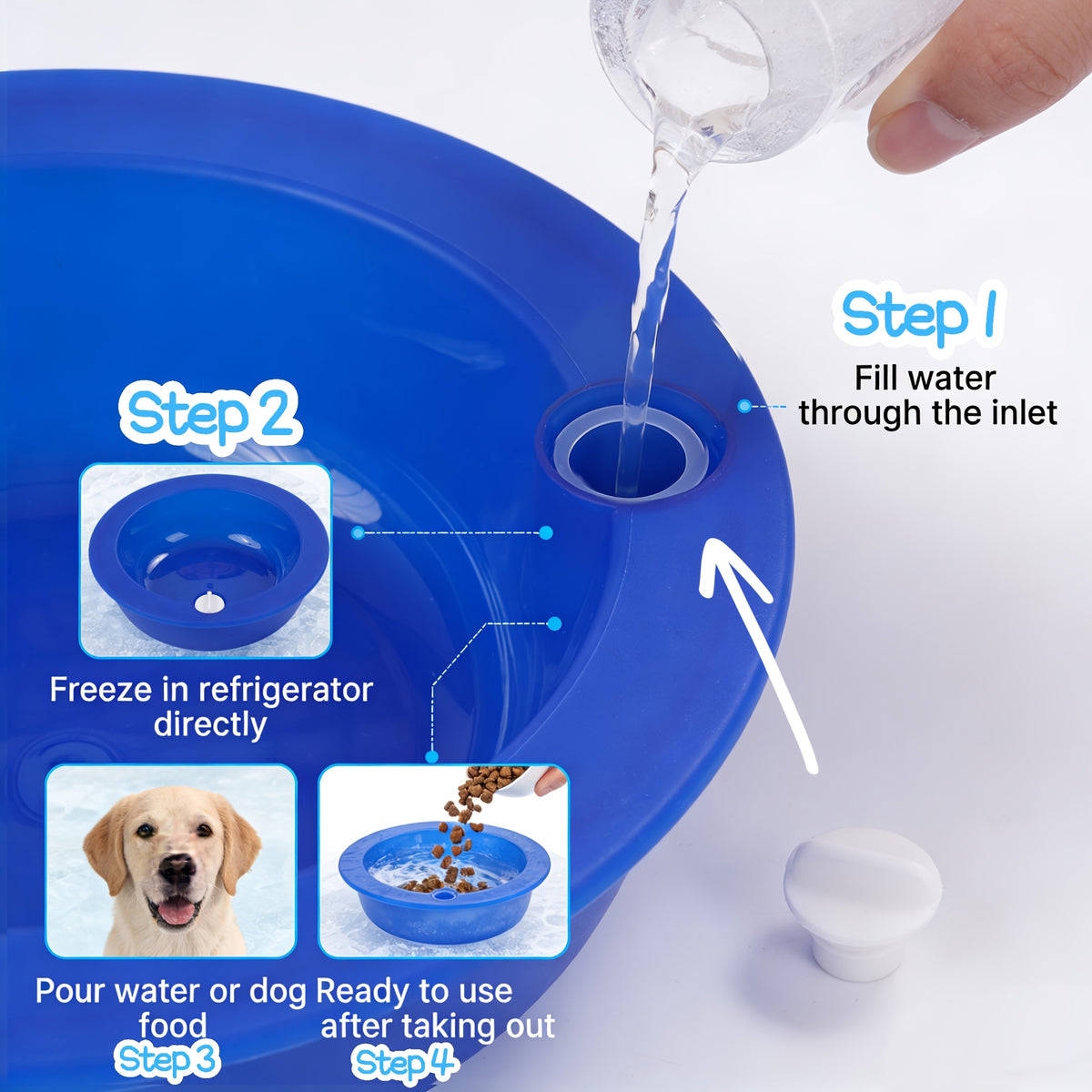 1pc   bowl cooling water feeder reusable ice filled