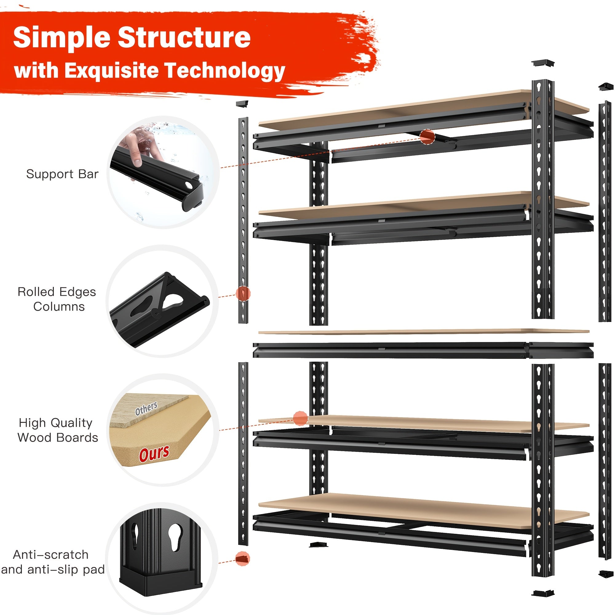 reibll 72 heavy duty garage shelving 5 tier adjustable